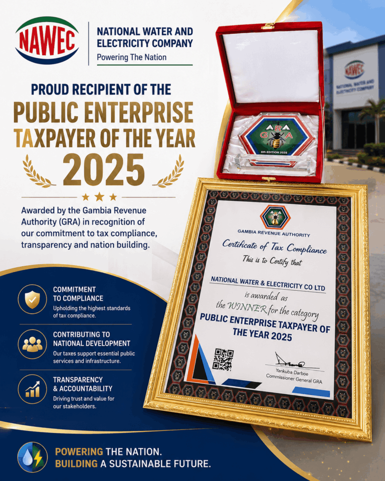 NAWEC Named Public Enterprise Taxpayer of the Year 2025