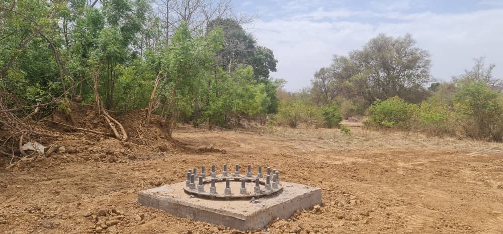 Foundation work for electricity poles at a project site
