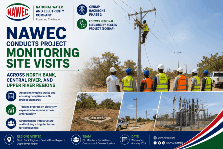 NAWEC PIU Conducts Multi-Region Project Monitoring Mission Under GERMP Backbone Phase 3 and ECOREAP — 6 May 2026