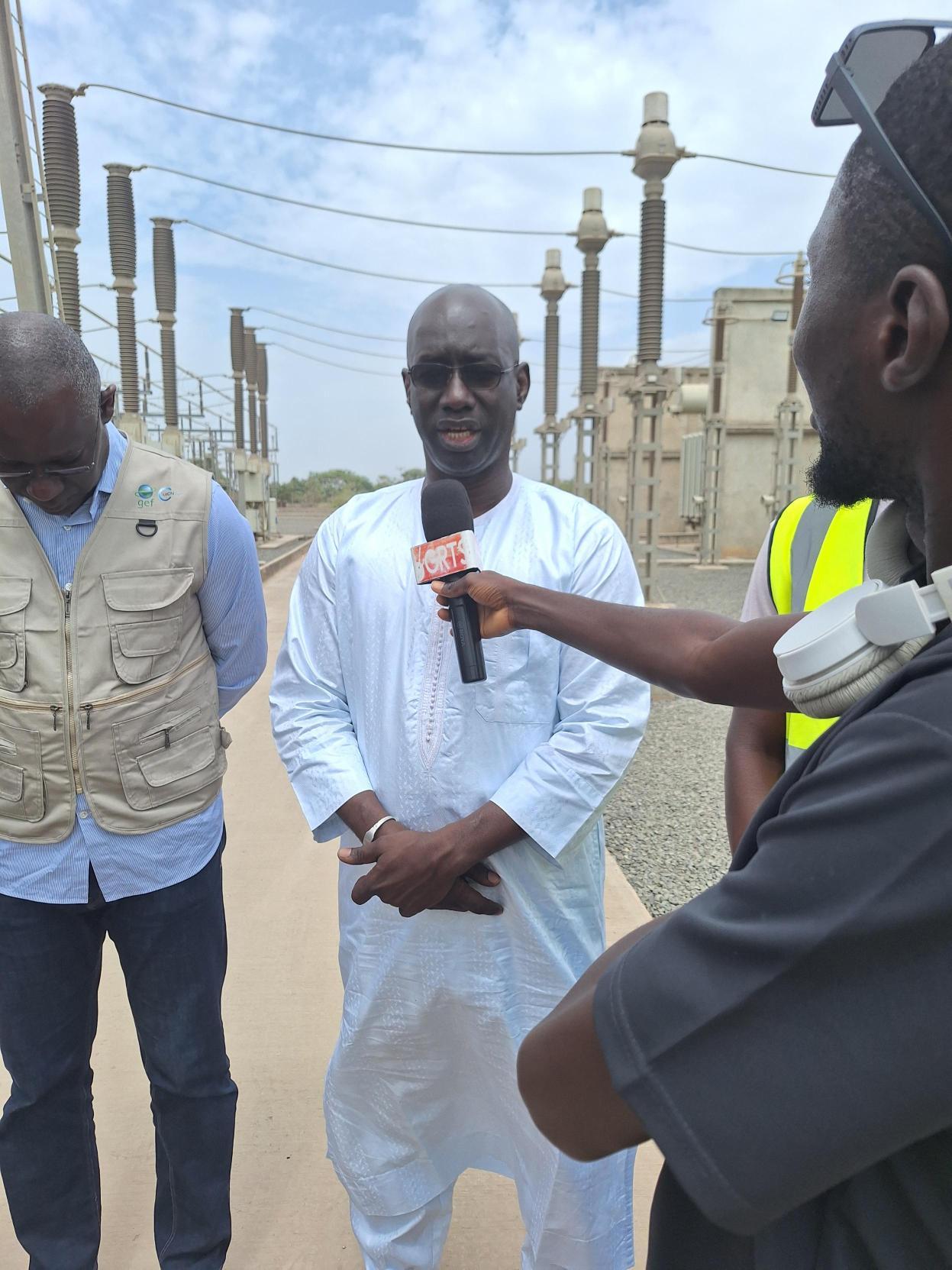 Mr. Demba Jallow, High Commissioner of OMVG, addressing officials at OMVG facilities in The Gambia