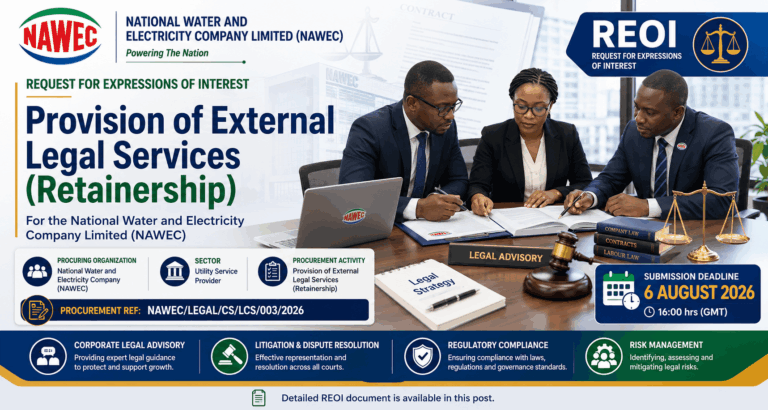 Request for Expressions of Interest — Provision of External Legal Services (Retainership) for NAWEC
