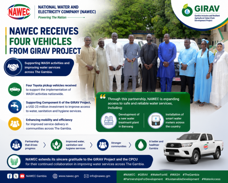NAWEC Receives Four Vehicles from GIRAV Project