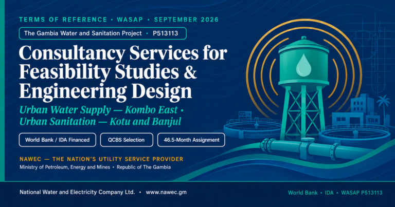 WASAP — Terms of Reference: Consultancy Services for Feasibility Studies, Detailed Engineering Design, Procurement Support, Construction Supervision and Defects Liability Support