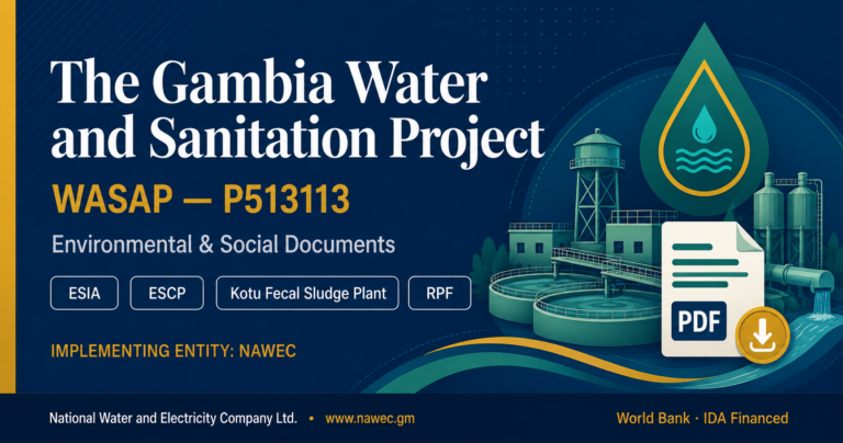 The Gambia Water and Sanitation Project (WASAP) — Environmental and Social Documents