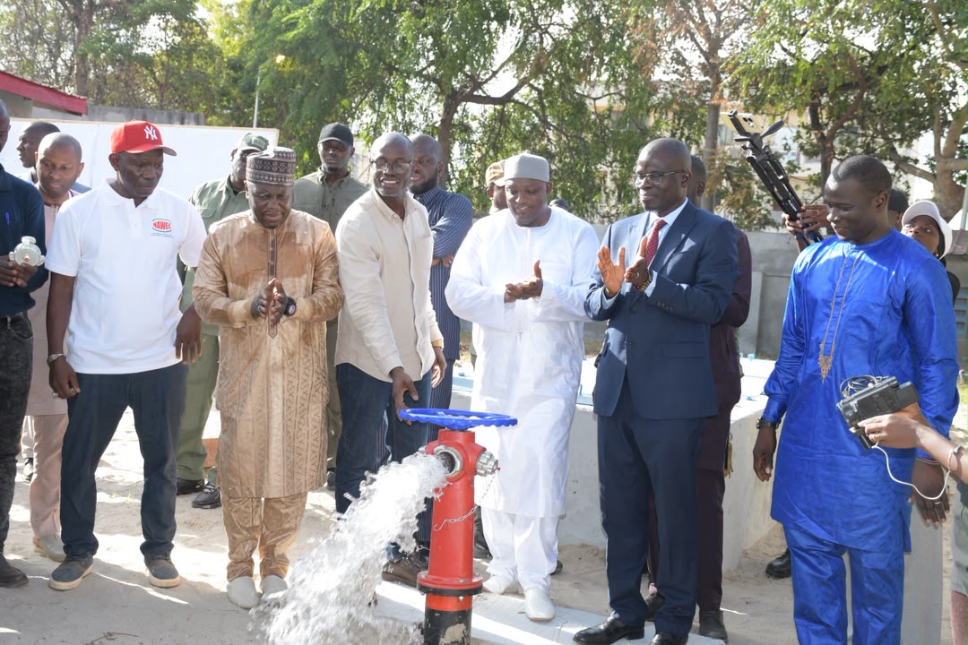Water flows from the newly commissioned Banjul Albion Water Storage Tank — 19 October 2026
