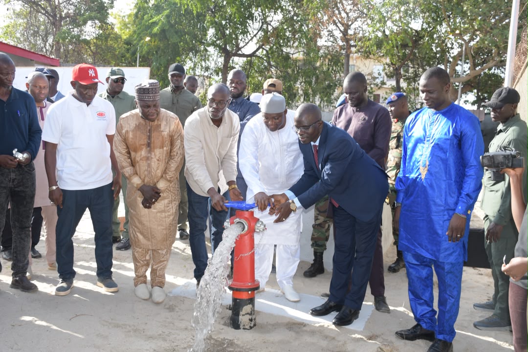 Opening of the water hydrant — Banjul Albion Water Storage Tank commissioning
