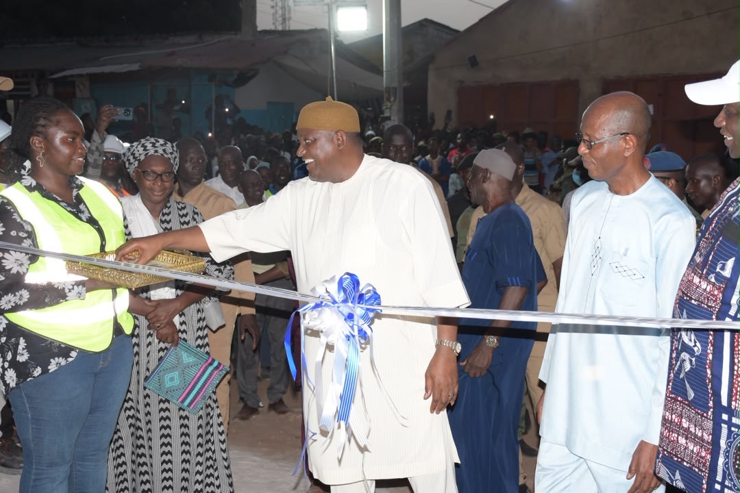 President Adama Barrow prepares to cut the ribbon at the inauguration of the Brikama Water Storage Tank — 14 October 2026