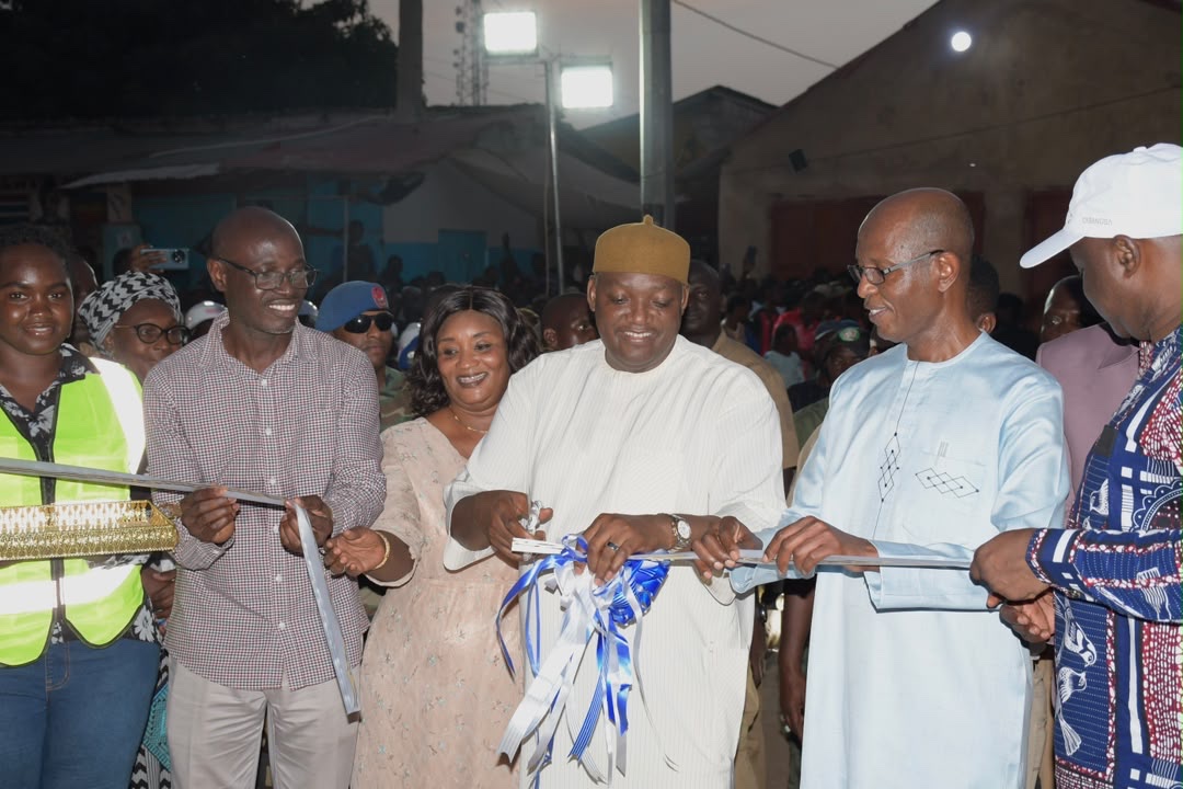 His Excellency President Adama Barrow cuts the ceremonial ribbon at the inauguration of the Brikama Water Storage Tank — 14 October 2026