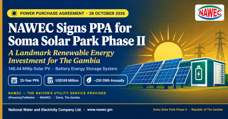 NAWEC Signs Power Purchase Agreement for Soma Solar Park Phase II