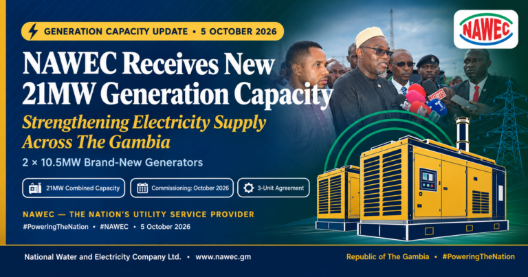 NAWEC Receives New 21MW Generation Capacity to Strengthen Electricity Supply