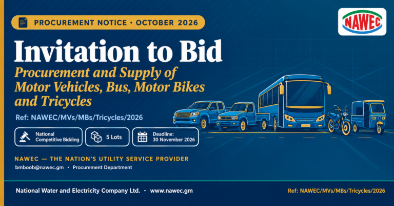 Invitation to Bid — Procurement and Supply of Motor Vehicles, Bus, Motor Bikes and Tricycles