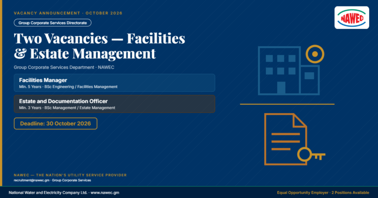 Vacancy Announcement — Facilities Manager and Estate and Documentation Officer | Group Corporate Services